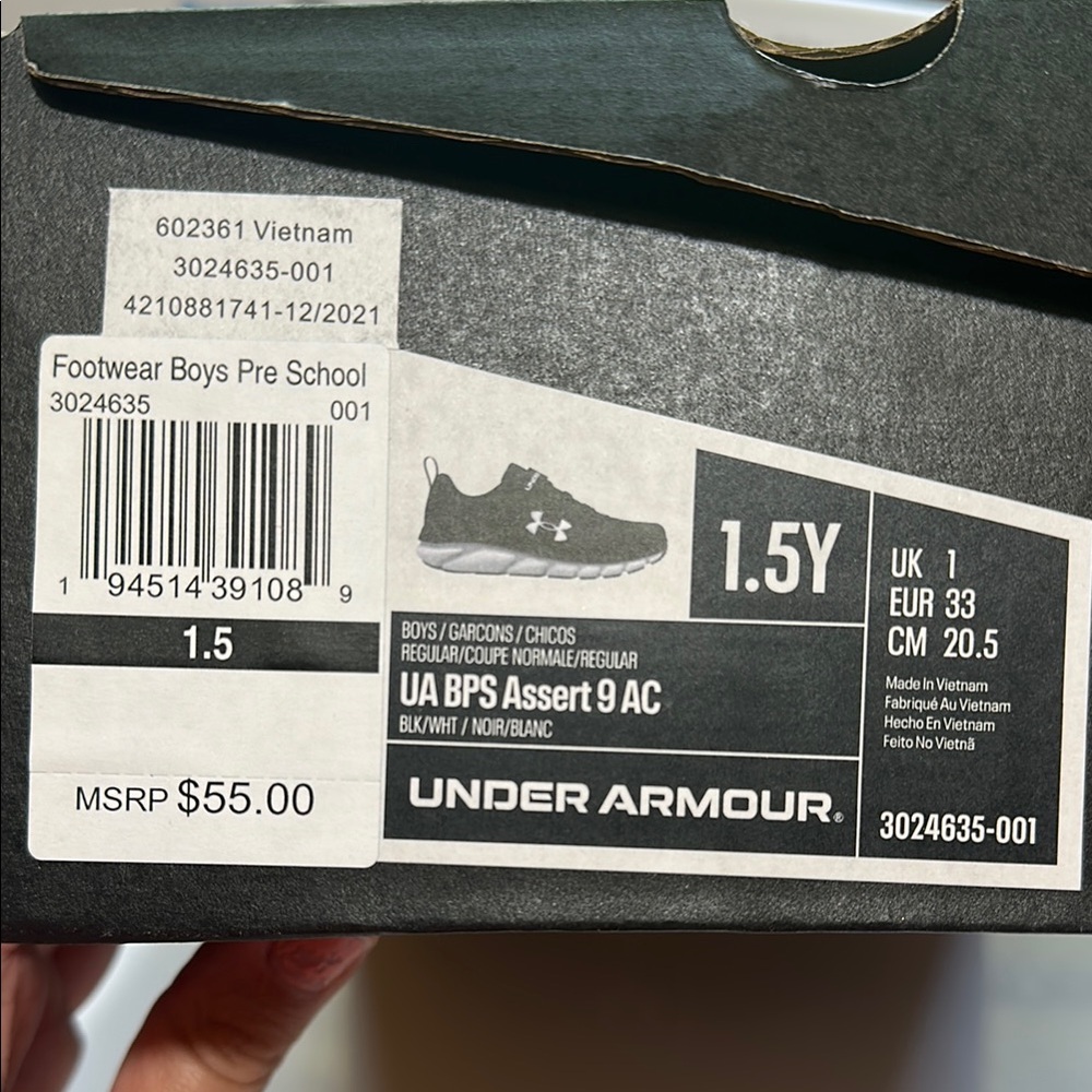 Under Armour Black and White Athletic Sneakers